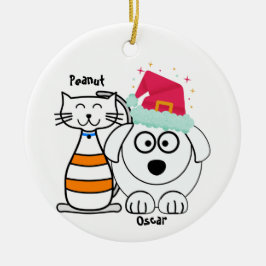 Ornamento De Cerâmica Gato e Cachorro Cachorro Personalizados