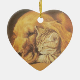 Ornamento De Cerâmica Gato e Cão