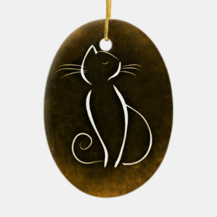 Ornamento De Cerâmica Gato elegante, gato Snooty