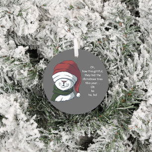 Ornamento De Cerâmica Gato Engraçado com Humor de Árvore de Natal Sarc