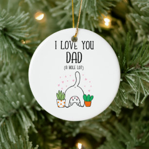 Ornamento De Cerâmica Gato Engraçado Eu Te Amo Pai Buraco