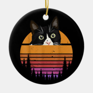 Ornamento De Cerâmica Gato Estilo Retro Gato Preto Estilo Vintage Gatinh