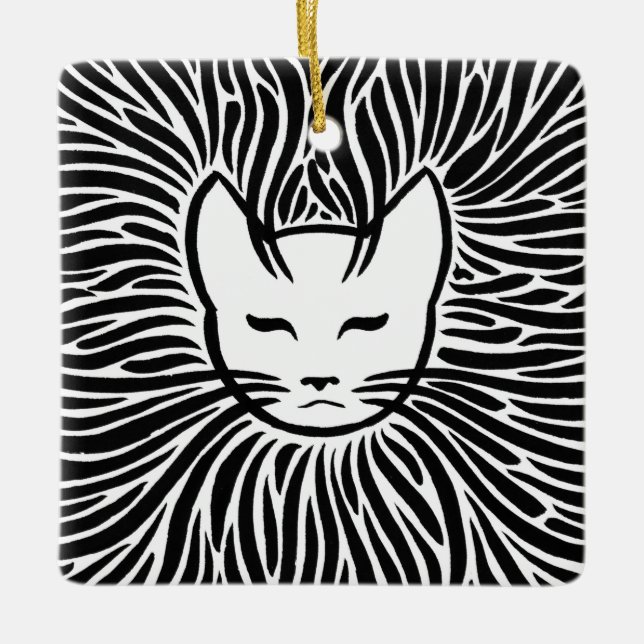 Ornamento De Cerâmica Gato Feliz (Frente)