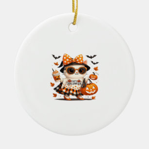Ornamento De Cerâmica Gato fofo de Halloween � Kawaii Witch Kitty com ab