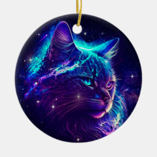 Ornamento De Cerâmica Gato Gatinho do Espaço de Galáxia Gasto Fantasy Ab