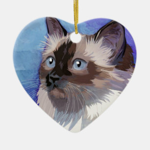 Ornamento De Cerâmica Gato Himalaia Siamese de cabelos compridos