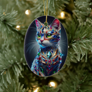Ornamento De Cerâmica Gato Joalheiro