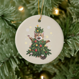 Ornamento De Cerâmica Gato Laranja Açafrão Árvore de Natal Natal Fofo