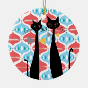 Ornamento De Cerâmica Gato legal moderno do MCM do meio século atômico