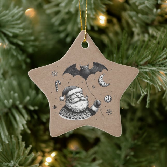 Ornamento De Cerâmica Gato Noel (Árvore)