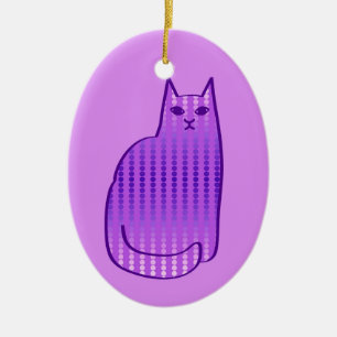 Ornamento De Cerâmica Gato, Orquídea e Roxo modernos do século médio