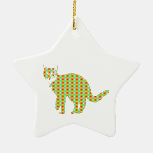 Ornamento De Cerâmica Gato Padrão (Frente)