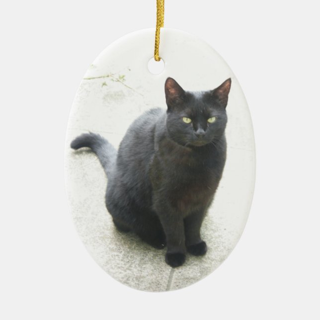 Ornamento De Cerâmica Gato preto (Frente)