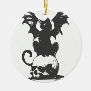 Ornamento De Cerâmica gato preto com asas monstras - Escolher cor