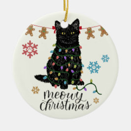 Ornamento De Cerâmica Gato Preto de Natal