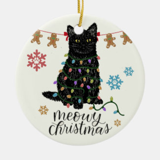 Ornamento De Cerâmica Gato Preto de Natal
