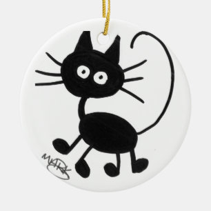 Ornamento De Cerâmica Gato preto dos desenhos animados