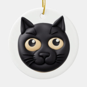 Ornamento De Cerâmica Gato Preto Inspirado em 3D