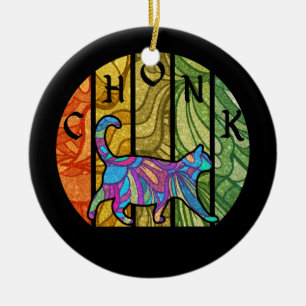 Ornamento De Cerâmica Gato Psicodélico - Arte Felina Trippy