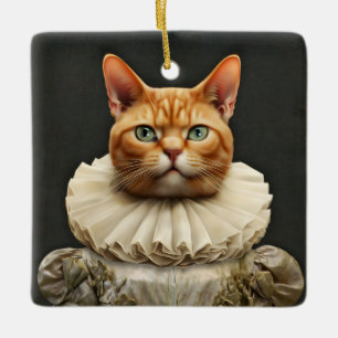 Ornamento De Cerâmica Gato Real