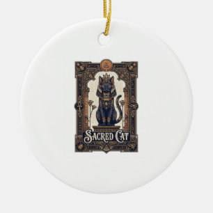 Ornamento De Cerâmica Gato Sagrado Gato Egito Antigo Arte Vetorial Vinta