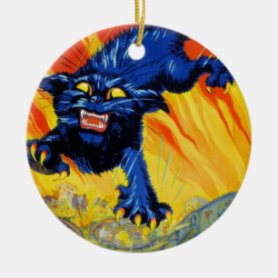 Ornamento De Cerâmica Gato Selvagem de Recrutamento Militar Bélico Vinta