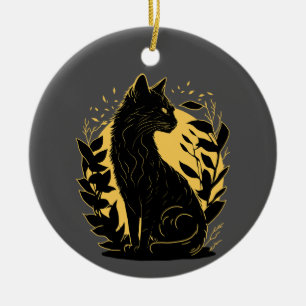 Ornamento De Cerâmica Gato Sentado