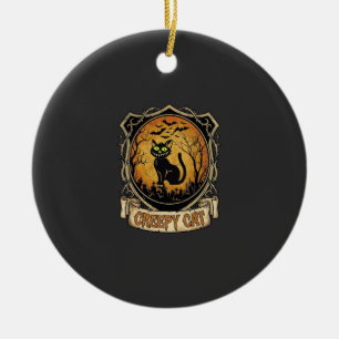 Ornamento De Cerâmica Gato Sinistro Dia das Bruxas Morcegos Cemitério Pr