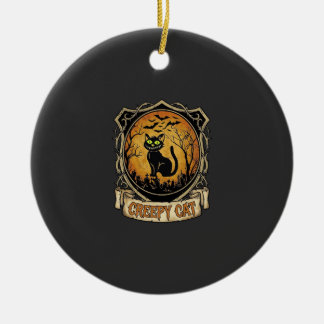 Ornamento De Cerâmica Gato Sinistro Dia das Bruxas Morcegos Cemitério Pr