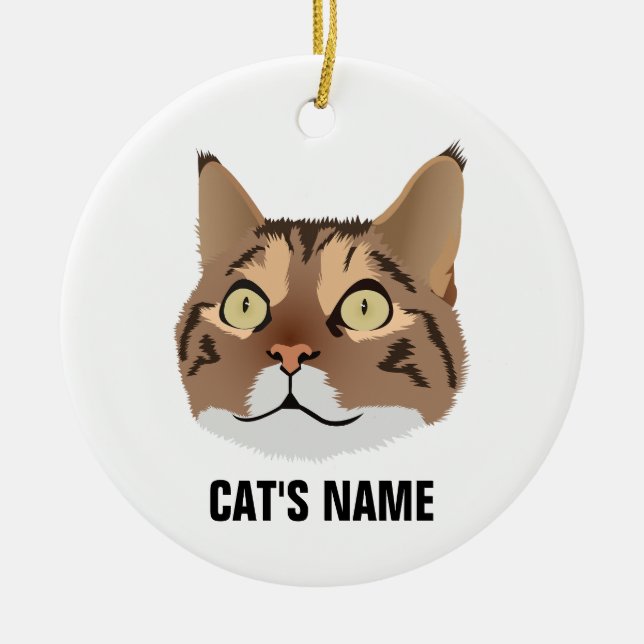 Ornamento De Cerâmica Gato Tabby Personalizado (Frente)