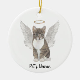 Ornamento De Cerâmica Gato Xadrez Cinza Memória de Simpatia 