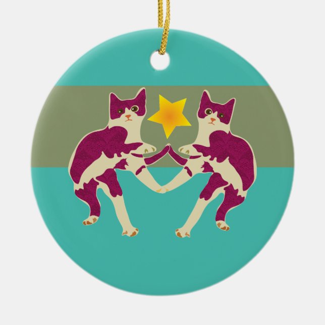 Ornamento De Cerâmica Gatos (Frente)