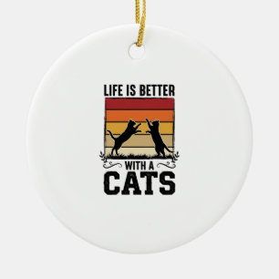 Ornamento De Cerâmica Gatos Antigos Citação Design Retro pôr do sol Aman