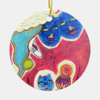 Ornamento De Cerâmica gatos azuis