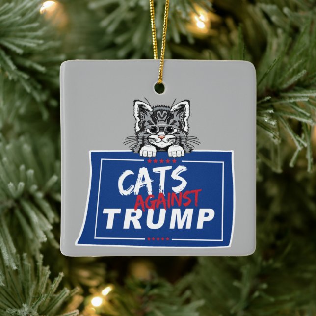 ORNAMENTO DE CERÂMICA GATOS CONTRA A TRUMP (Árvore)