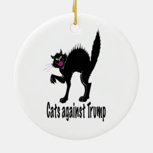 Ornamento De Cerâmica Gatos contra Trump