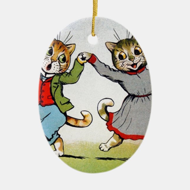 Ornamento De Cerâmica Gatos da dança (Frente)