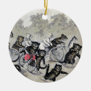 Ornamento De Cerâmica Gatos da equitação da bicicleta