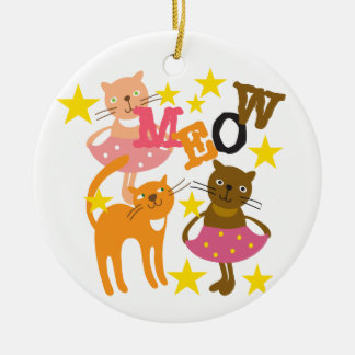Ornamento De Cerâmica Gatos Dançantes