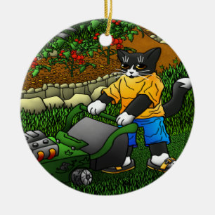 Ornamento De Cerâmica Gatos De Jardinagem De Verão