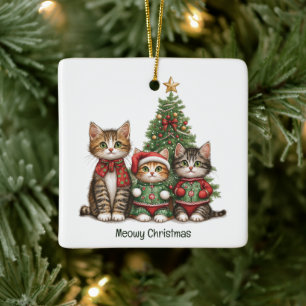 Ornamento De Cerâmica Gatos de Natal