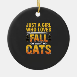 Ornamento De Cerâmica Gatos de Outono Design de Halloween para Meninas_1