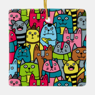 Ornamento De Cerâmica Gatos e gatinhos