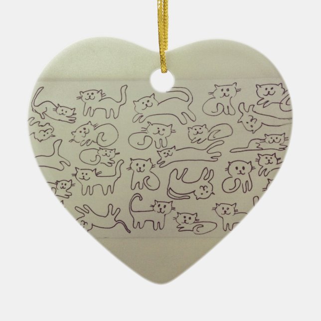 Ornamento De Cerâmica Gatos felizes (Frente)
