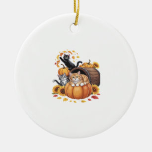 Ornamento De Cerâmica Gatos Outono Abóboras Dia de Ação de Graças Girass