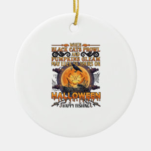 Ornamento De Cerâmica Gatos Pretos Abóboras Corvo Feliz Caça no Hallowee