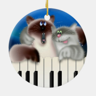 Ornamento De Cerâmica Gatos que jogam o piano