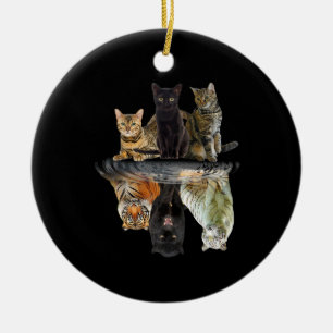 Ornamento De Cerâmica Gatos Refletem Amigos De Gato Bonitos Tigre