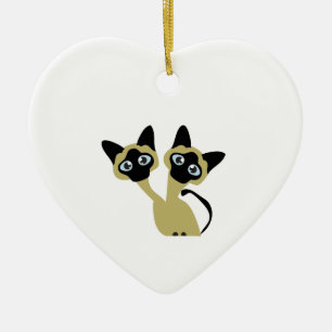 Ornamento De Cerâmica Gatos Siamese