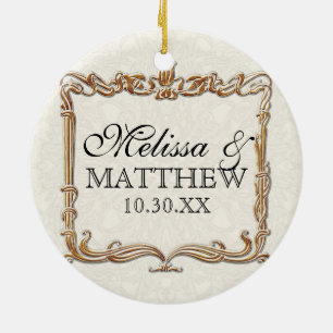 Ornamento De Cerâmica Gatsby Art Deco Nouveau Lace Faux Tulip Dourado